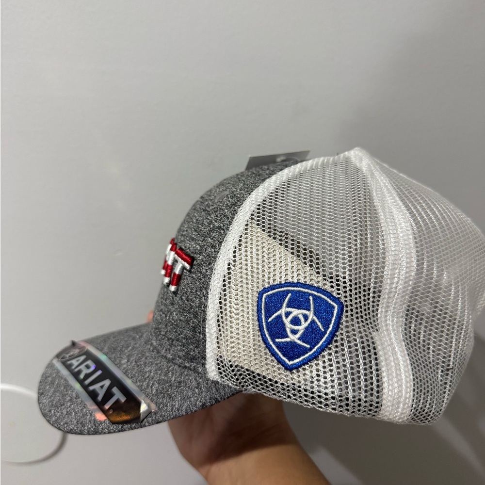 ARIAT Men's Grey Heather Baseball Cap‎ with Flag Design - Picture 3 of 6